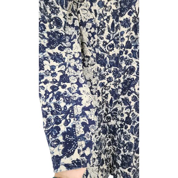Ulla Johnson Dress Mini Western Wren Denim Puff Long Sleeve Blue Floral US 8 - Picture 10 of 15